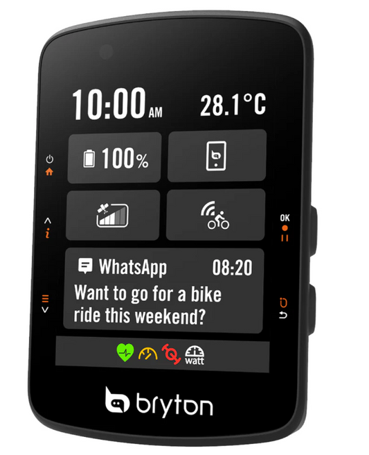 Bryton Rider 550 Voorkant menu optie scherm