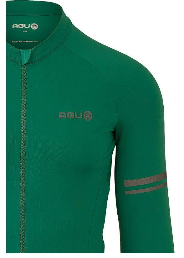AGU Solid Fietsshirt Lange Mouwen Performance Mystic Green Heren detail logo