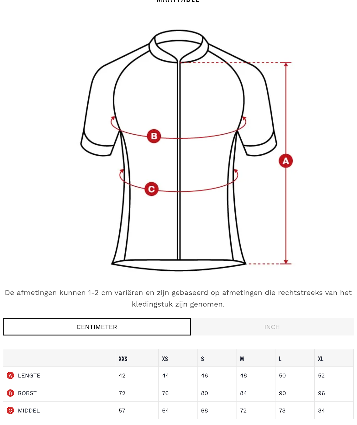 Maat Tabel Siroko shirt dames