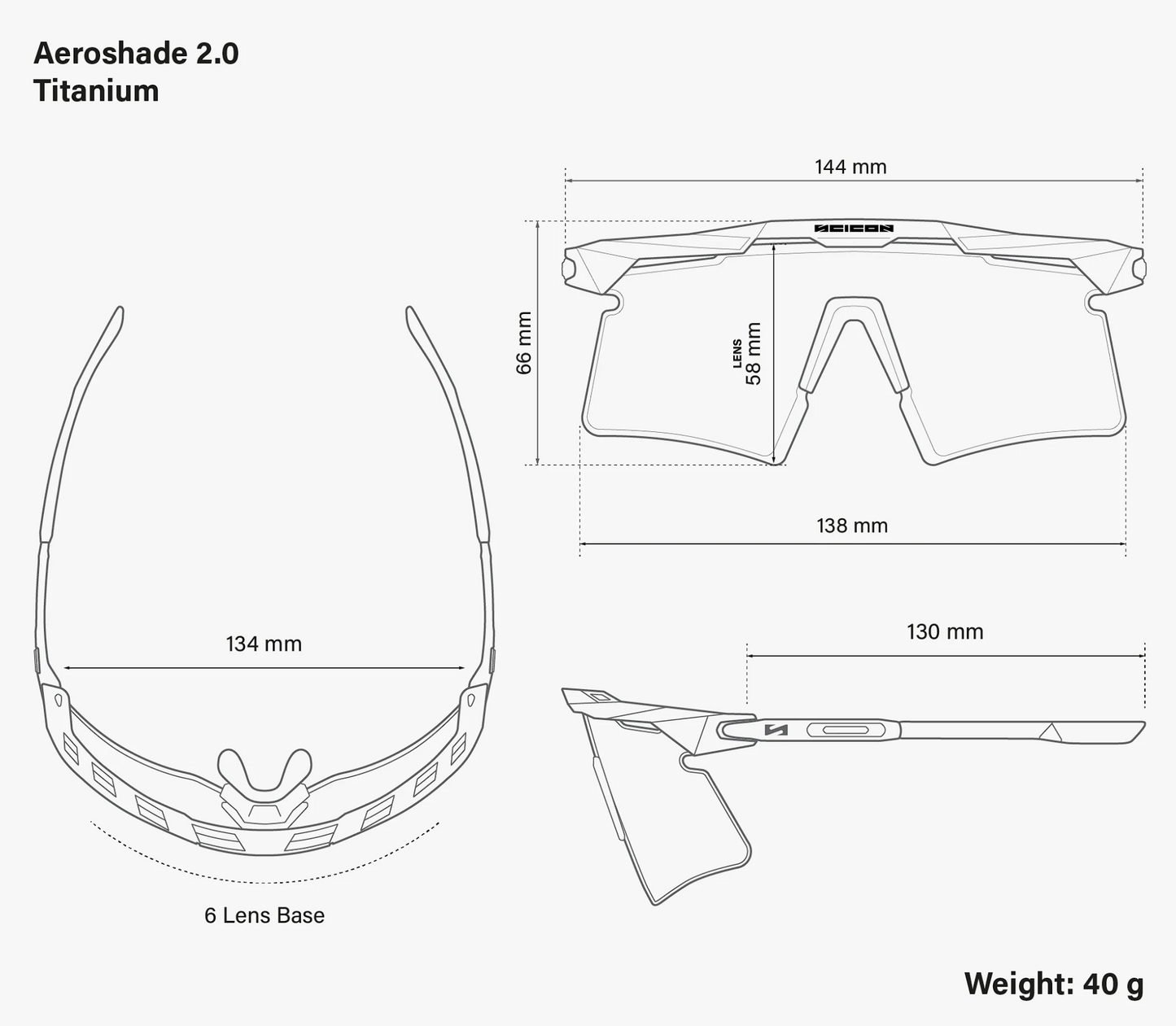 Scicon Aeroshade 2.0 Titamium Maatvoering