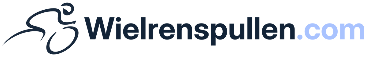 Wielrenspullen.com – exact gestroomlijnd wielrennerbeeldmerk met lichtblauwe .com