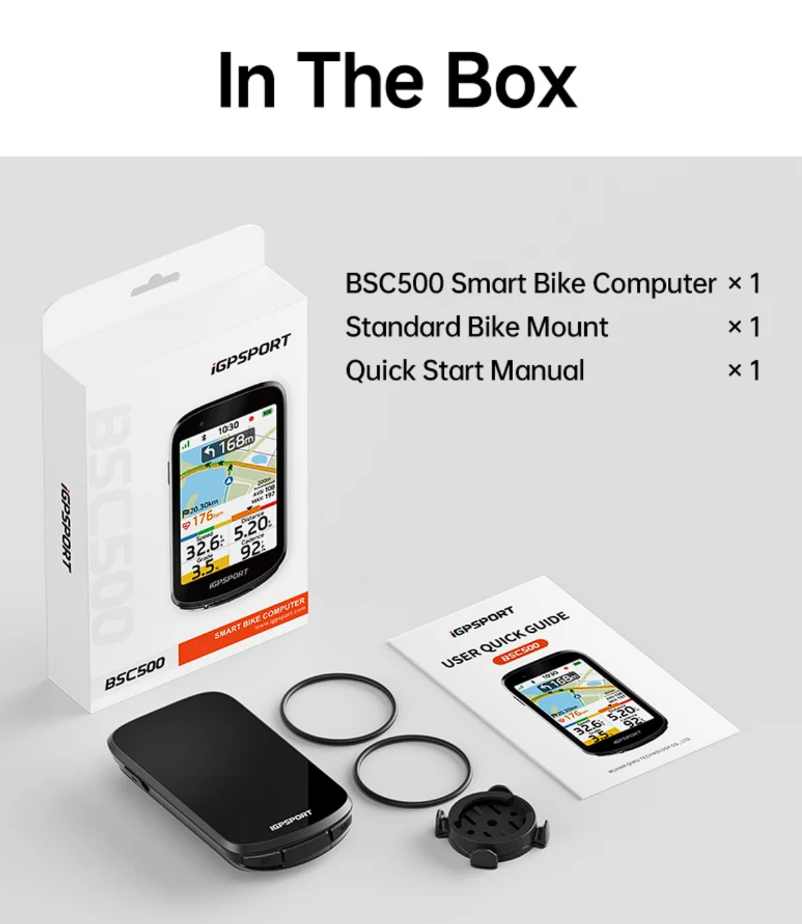 iGPSPORT BSC500 fietscomputer verpakking en accessoires